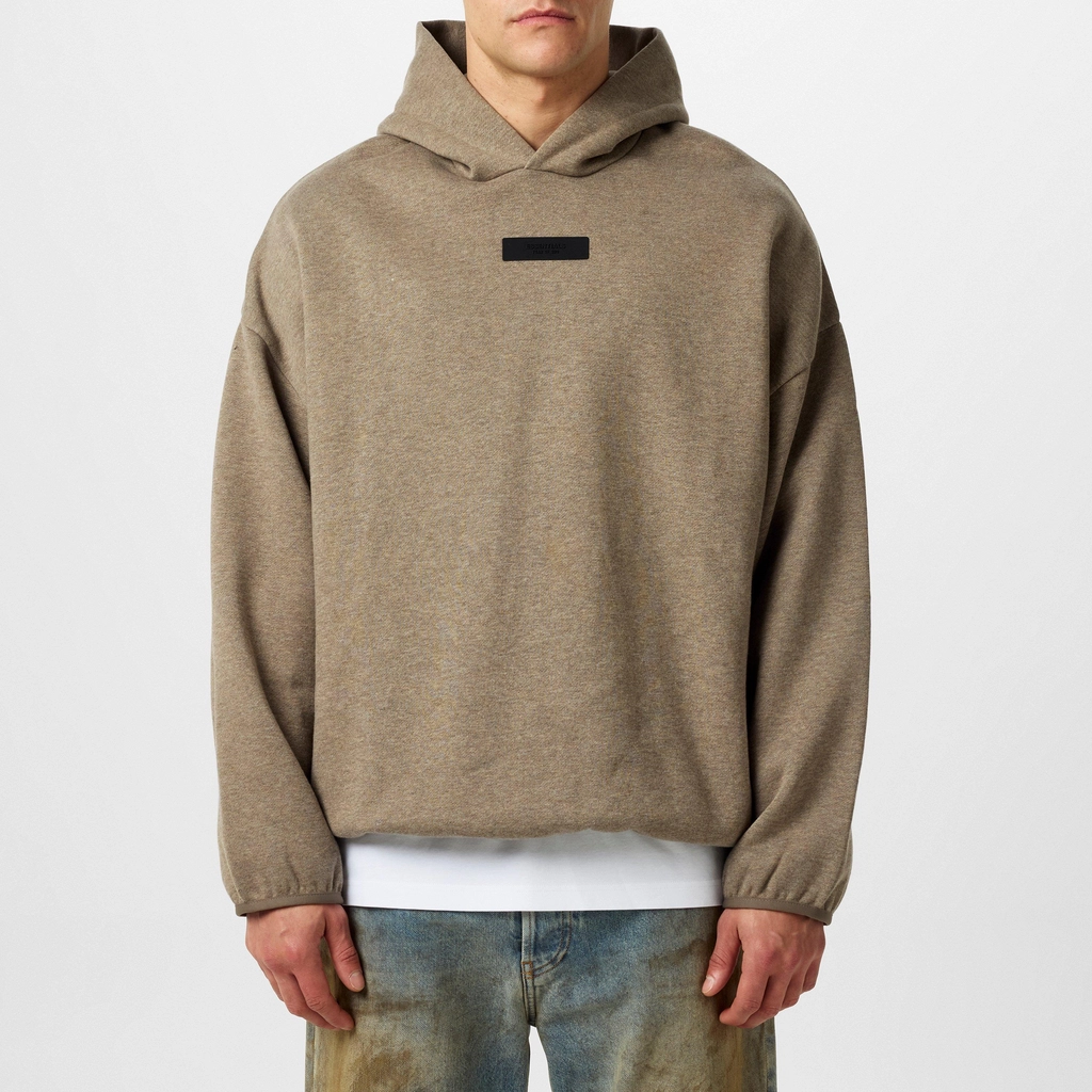 Fear of God Essentials Logo Tab Cotton Hoodie - Heather Grey